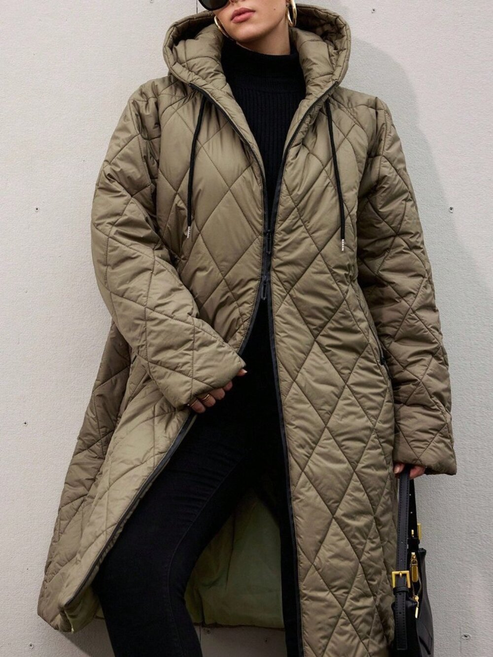 Army Green Casual Women's Plus Size Padded Coat